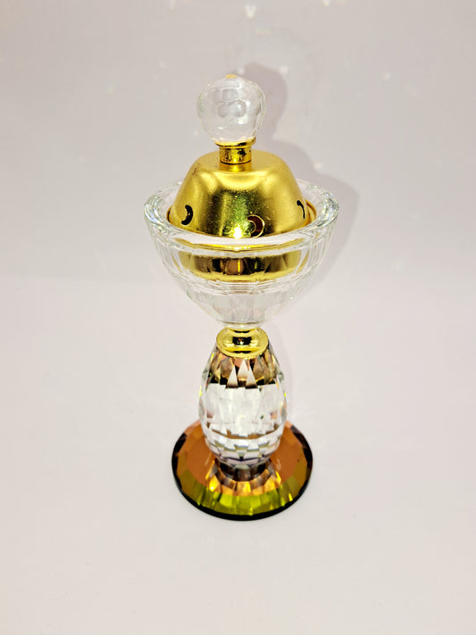 Encensoir en cristal coloré doré style oriental